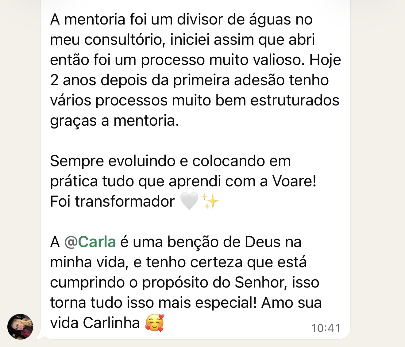 Depoimento sobre processos estruturados no consultório após dois anos de mentoria